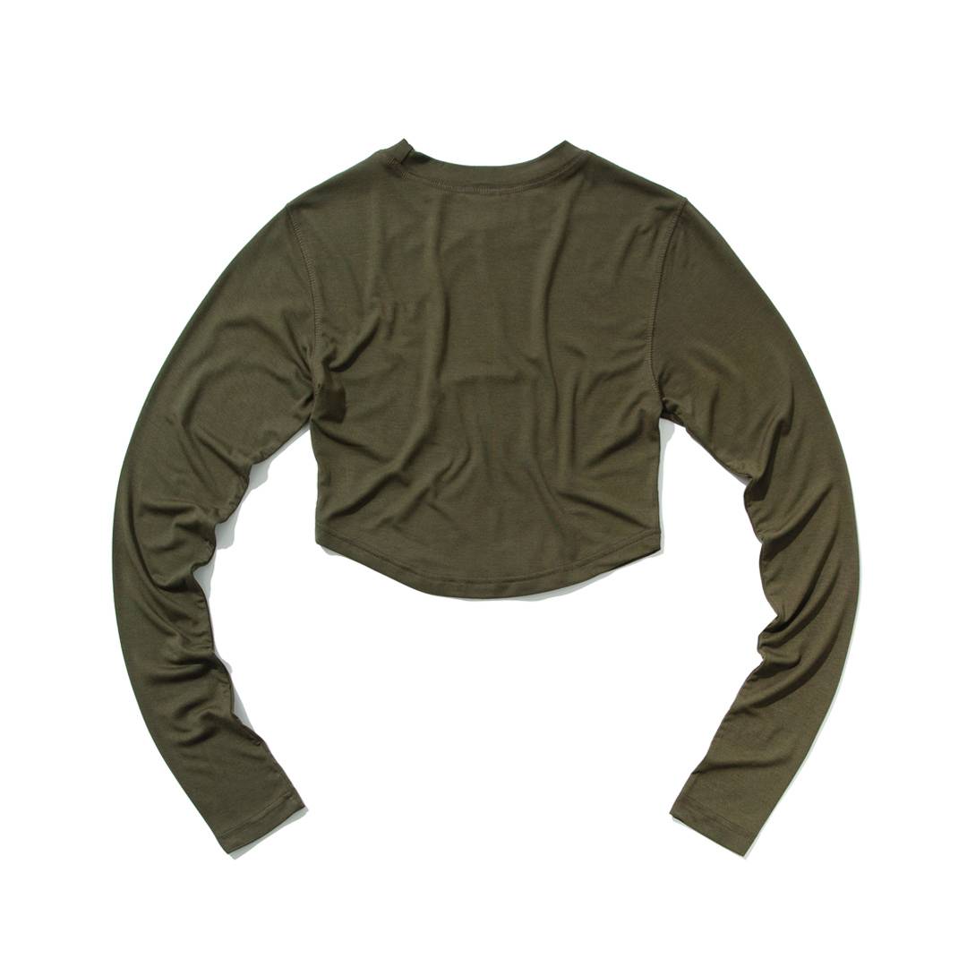 SYMBOL Crop long-sleeved T-Shirt (OLIVE) - KRUCHI 크루치 - CAVA LIFE