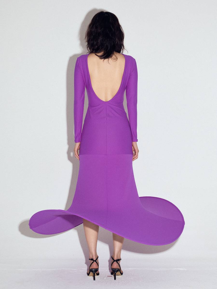 Pop-up full length dress in Violet