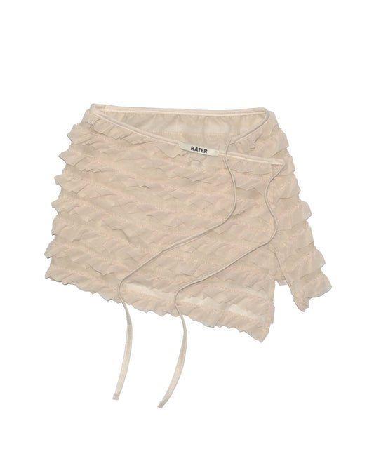 Frilled Mini Wrap Skirt BEIGE