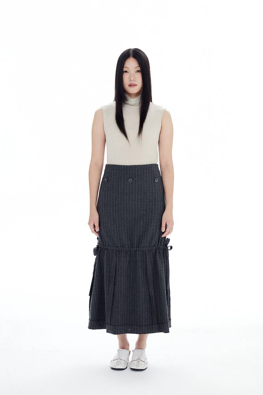 MULTIWAY STRIPED SKIRT / GRAY