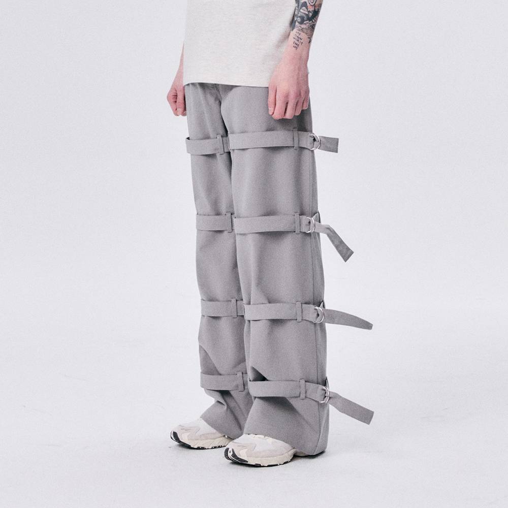 BUCKLE STRAPS PANTS / GRAY - HALOMINIUM  할로미늄 - CAVA LIFE