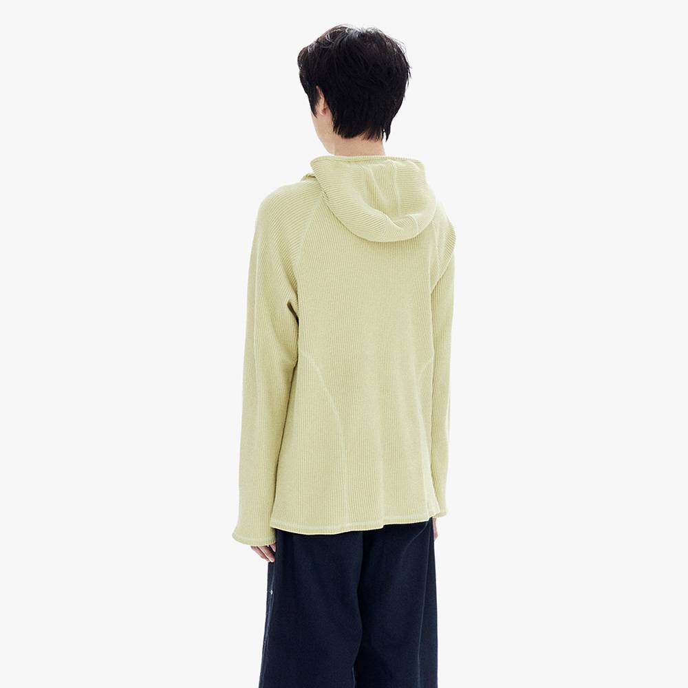 OVERSIZED WAFFLE HOODIE / LIME YELLOW