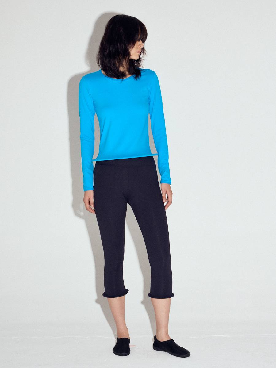 Wired hem basic top in Turquoise