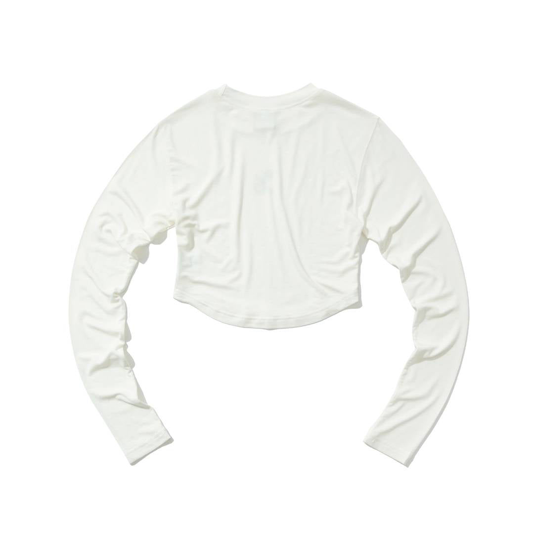 SYMBOL Crop long-sleeved T-Shirt (WHITE) - KRUCHI 크루치 - CAVA LIFE