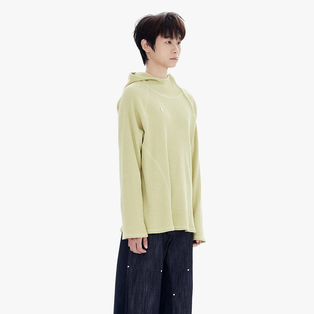 OVERSIZED WAFFLE HOODIE / LIME YELLOW