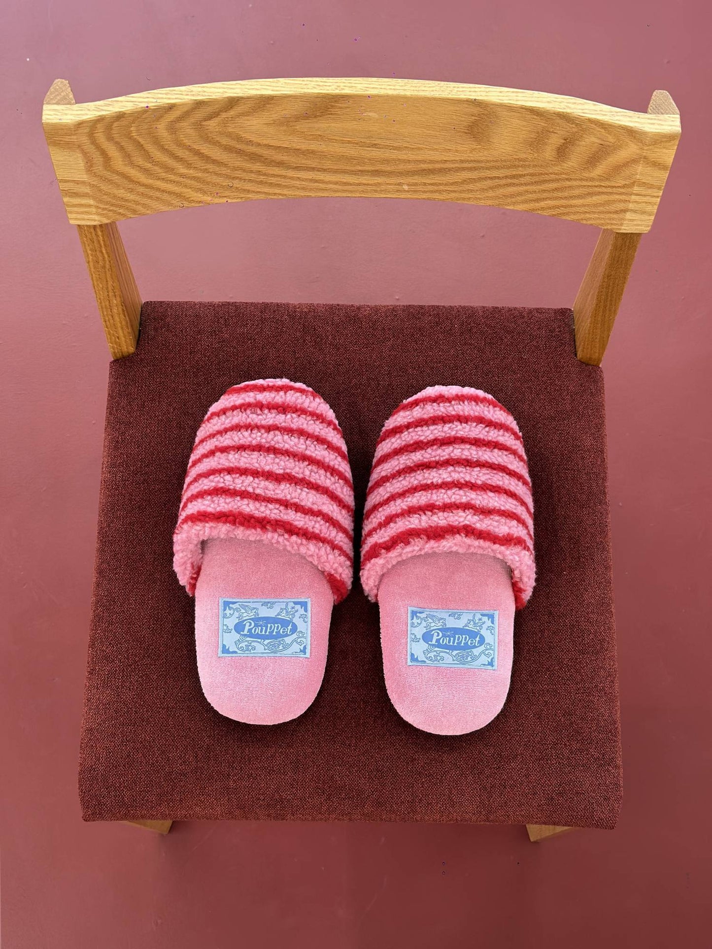 Cutie Fluffy Room Shoes - Berry