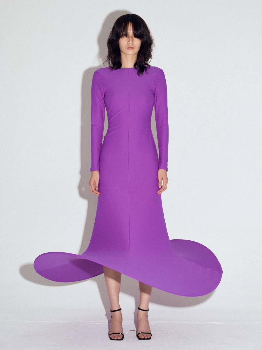 Pop-up full length dress in Violet