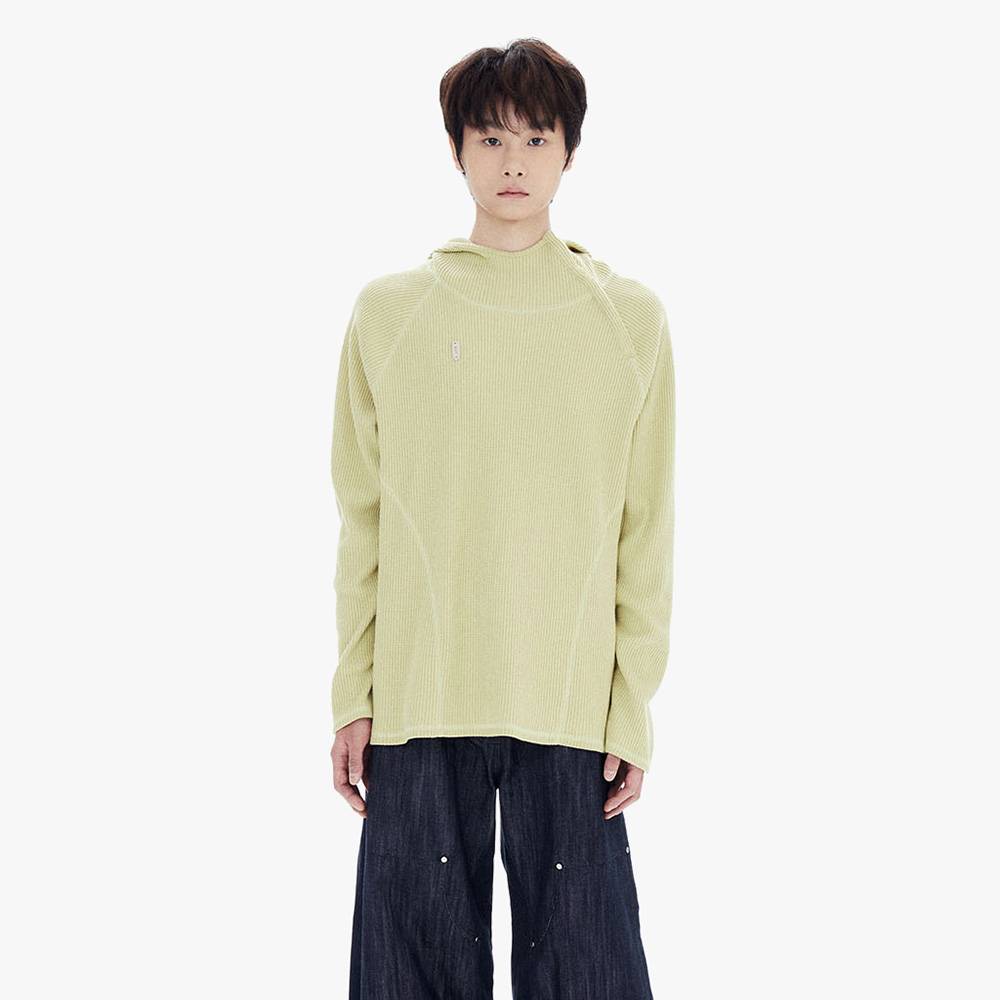 OVERSIZED WAFFLE HOODIE / LIME YELLOW