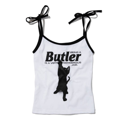 CAT BUTLER CROP SLEEVELESS (WHITE)