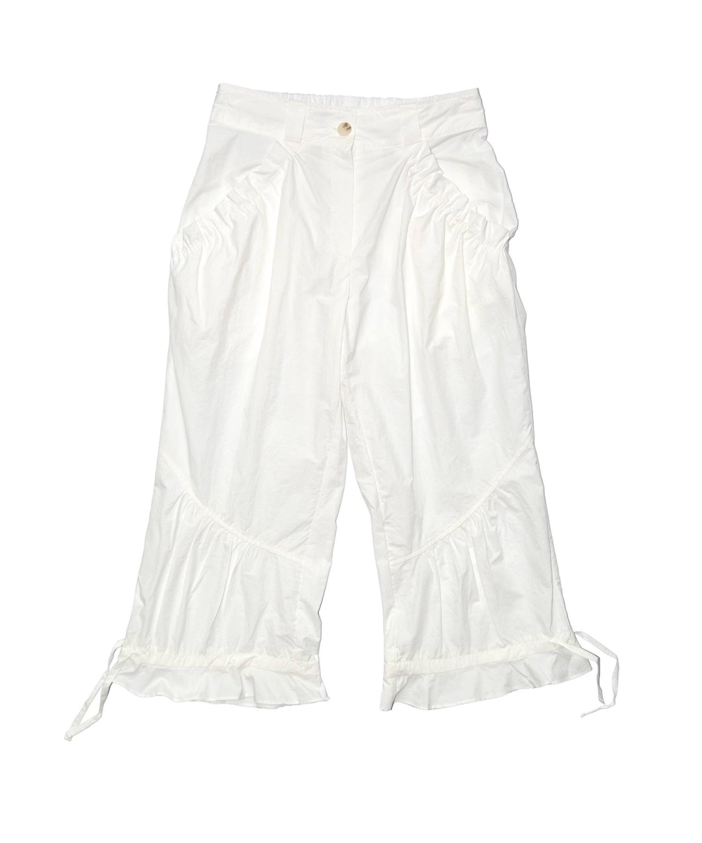 Capri Nylon Shirring Pants IVORY