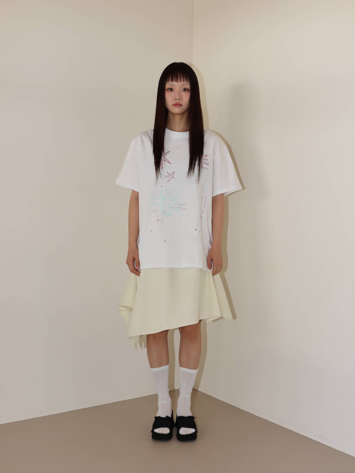 SQUARE YOKE SKIRT (LIGHT YELLOW)