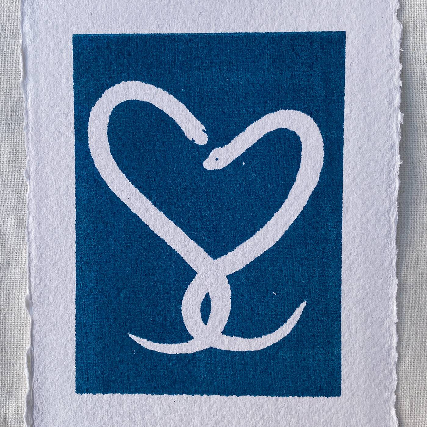 blue snake post card